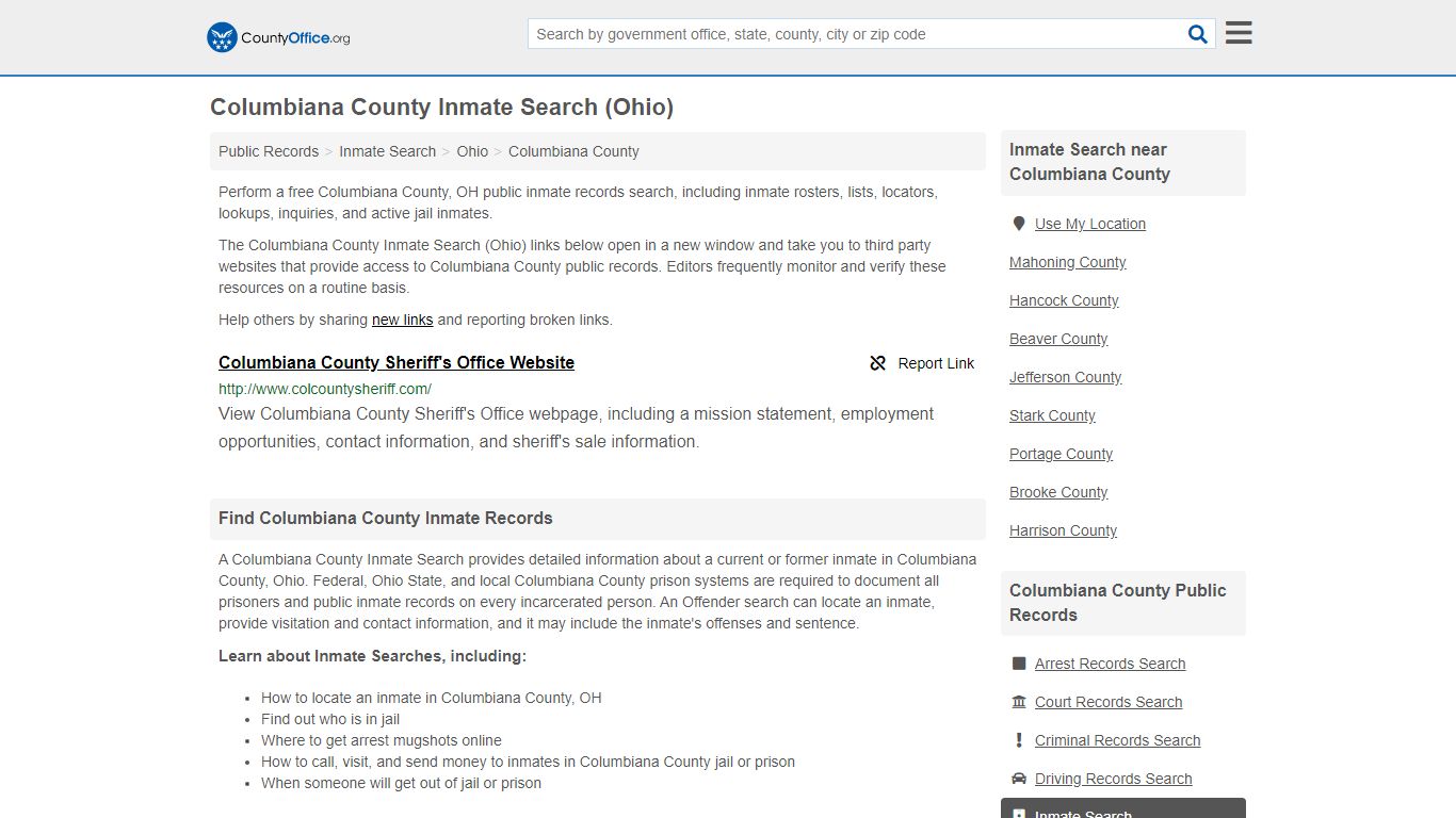 Inmate Search - Columbiana County, OH (Inmate Rosters ...
